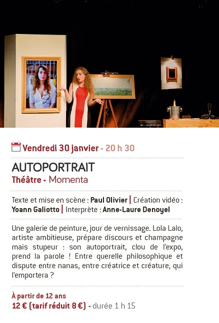 « Autoportrait », une création de la compagnie Momenta – Joigny (Salle Claude Debussy) (affiche de l’événement)