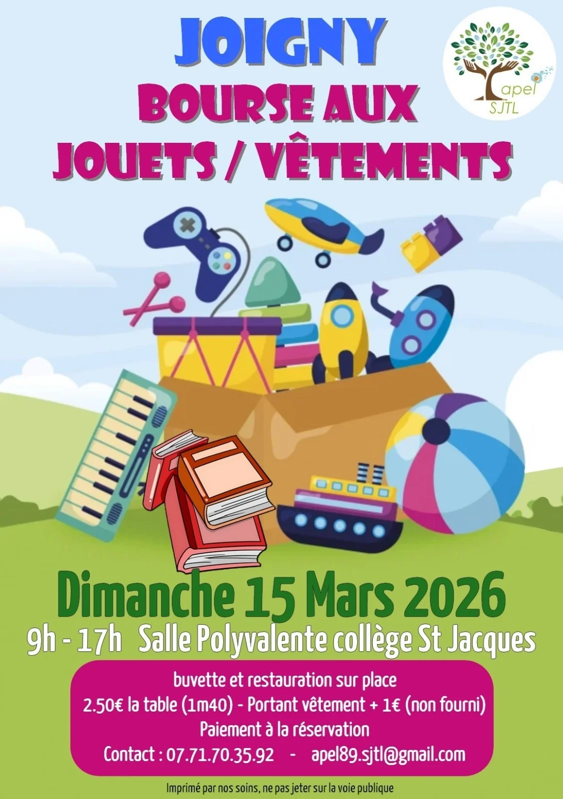Bourse aux jouets et aux vêtements – Joigny (Salle polyvalente) (affiche de l’événement)