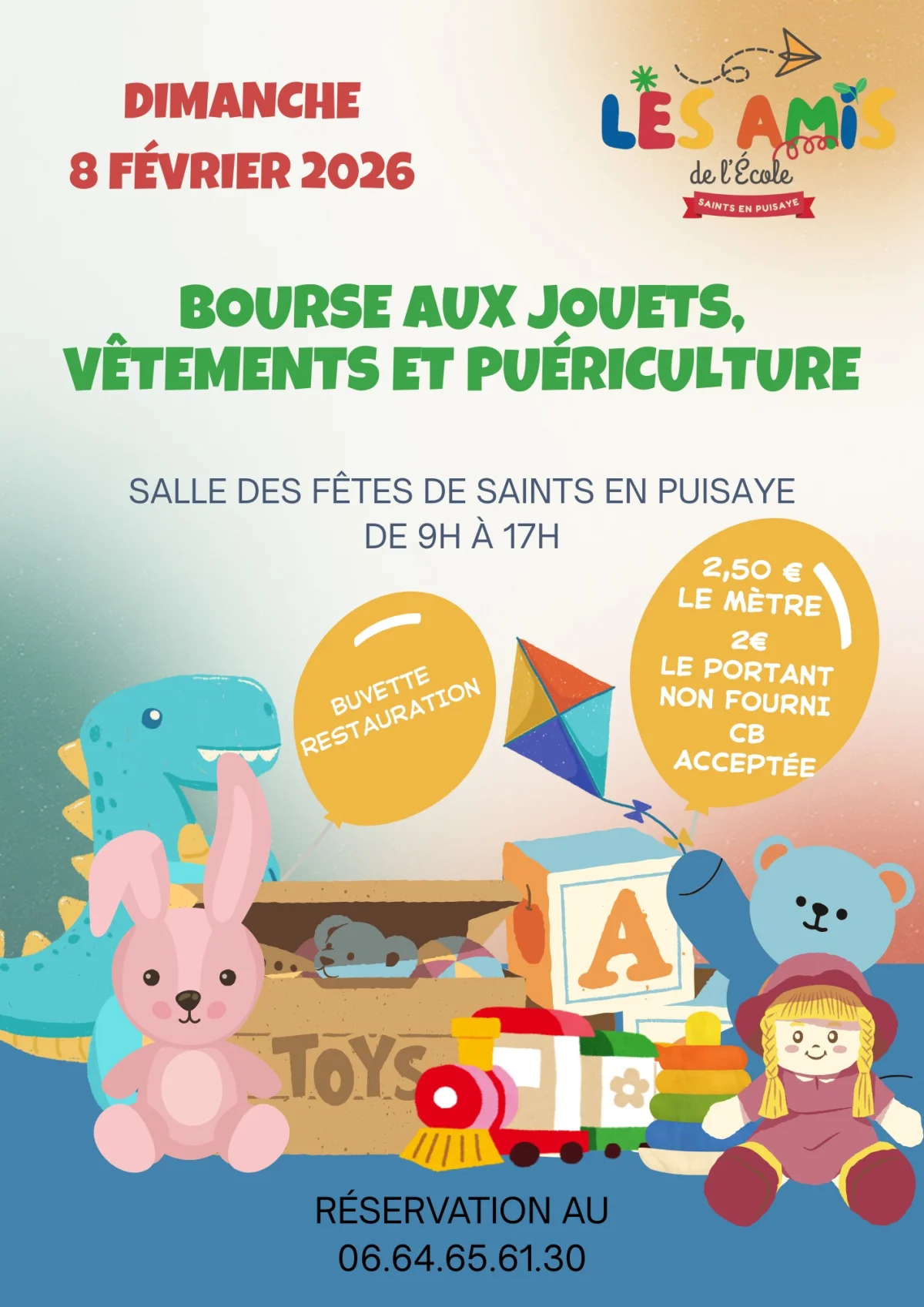 Bourse aux jouets, vêtements et puériculture – Saints en Puisaye (Salle polyvalente) (affiche de l’événement)