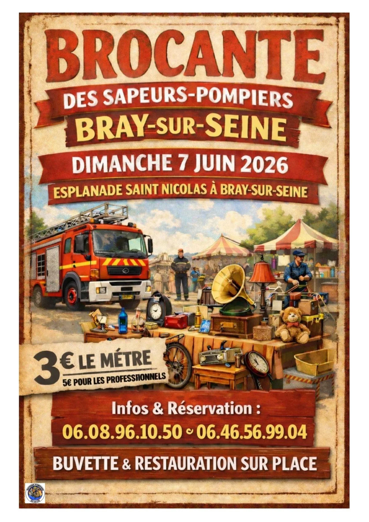 Brocante des sapeurs-pompiers de Bray-sur-Seine – Bray-sur-Seine / Seine-et-Marne (Quai Saint Nicolas) (affiche de l’événement)
