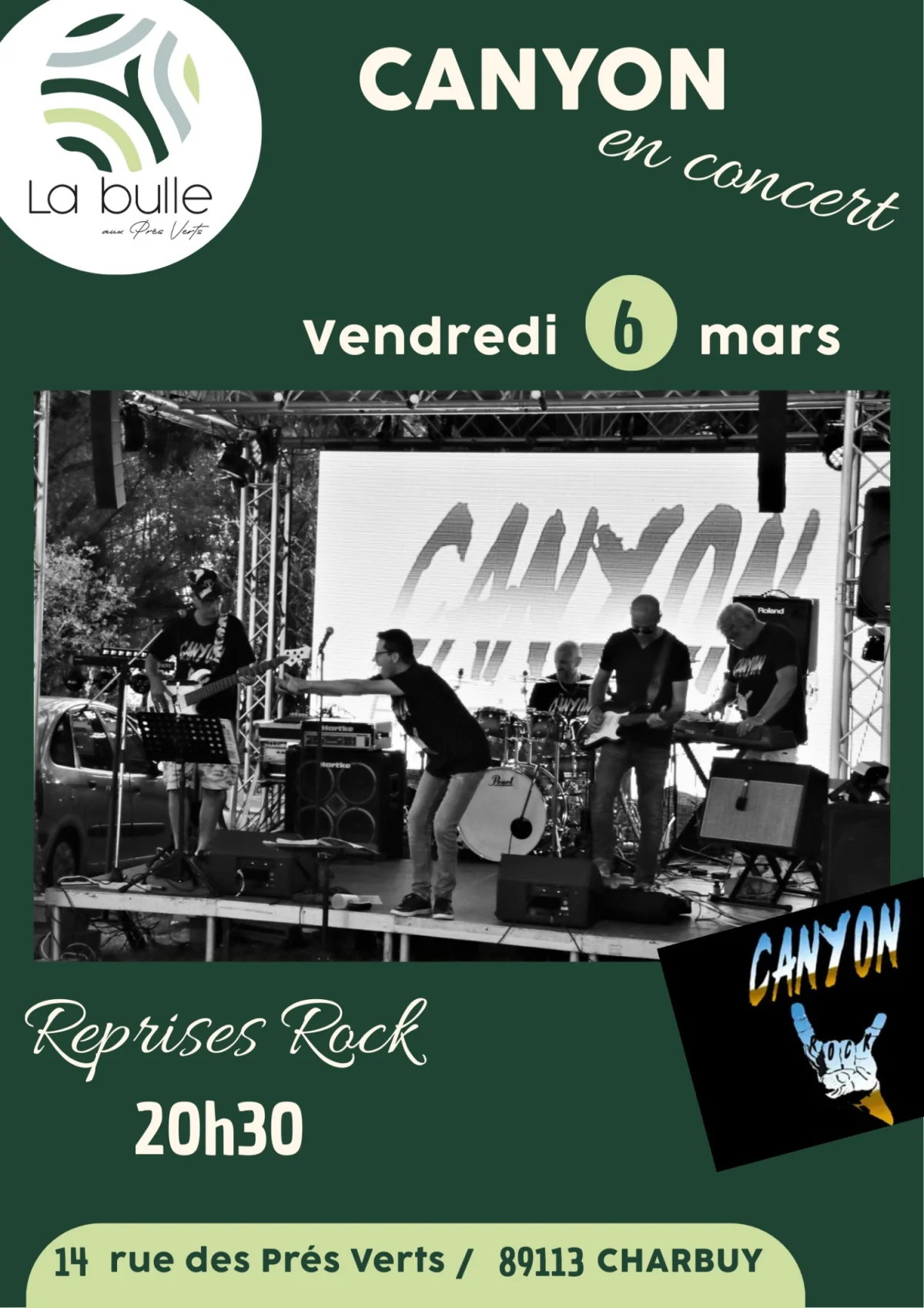 Canyon en concert à la Bulle – Charbuy (La Bulle aux Prés Verts) (affiche de l’événement)