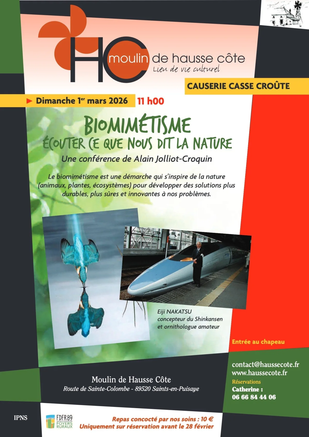 Causerie Casse-Croûte : "Le biomimétisme - écouter ce que nous dit la nature" par Alain Jolliot-Croquin – Saints en Puisaye (Le Moulin de Hausse Côte) (affiche de l’événement)