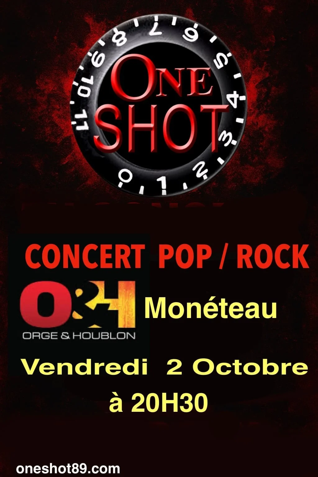 Concert avec One Shot – Monéteau (Orge et Houblon) (affiche de l’événement)