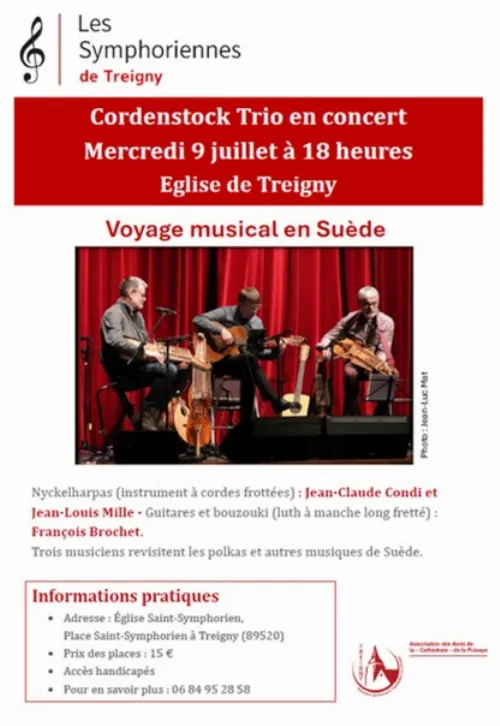 Concert "Voyage musical en Suède" avec le trio Cordenstock (valses, polkas, folklore suédois…) – Treigny (Eglise de Treigny) (affiche de l’événement)