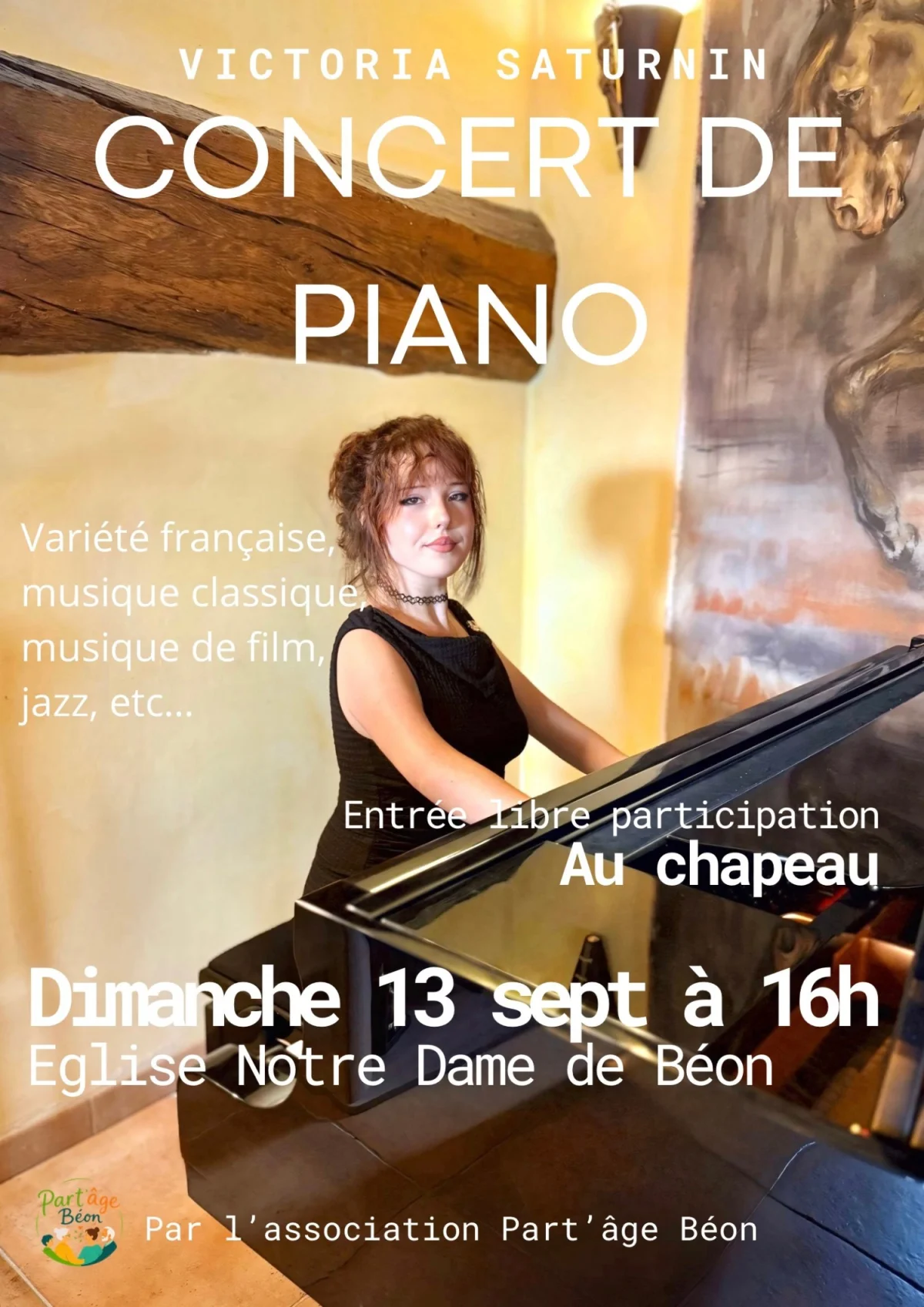 Concert de piano par Victoria Saturnin – Béon (Église Notre-Dame de Béon) (affiche de l’événement)