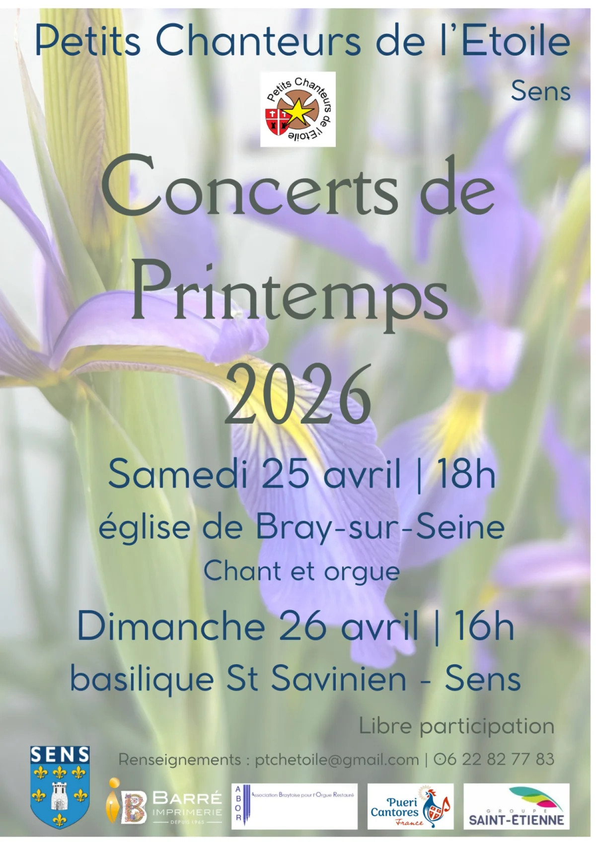 Concert de Printemps des Petits Chanteurs de l'Etoile. – Bray sur Seine / Seine-et-Marne (Eglise) (affiche de l’événement)