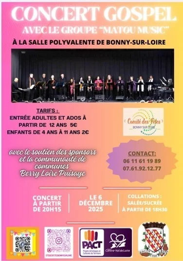 Concert Gospel avec le Groupe Matou Music – Bonny sur Loire / Loiret (Salle polyvalente) (affiche de l’événement)