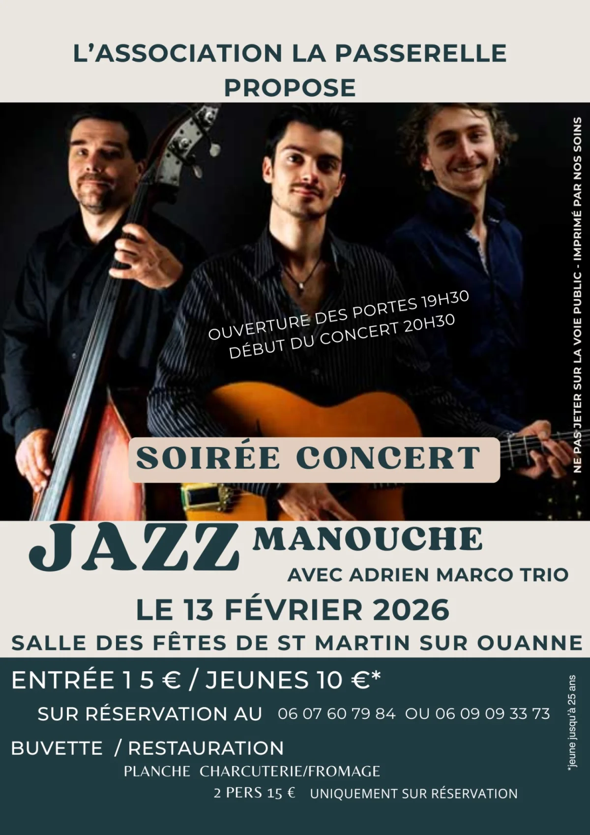 PREVOIR // Soirée Concert Jazz Manouche avec Adrien Marco Trio – Saint-Martin-sur-Ouanne (Salle des fêtes) (affiche de l’événement)