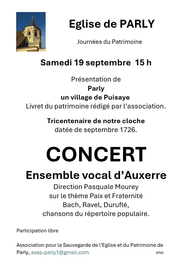 Concert "Paix et Fraternité" par l'ensemble vocal d'Auxerre – Parly (Eglise) (affiche de l’événement)