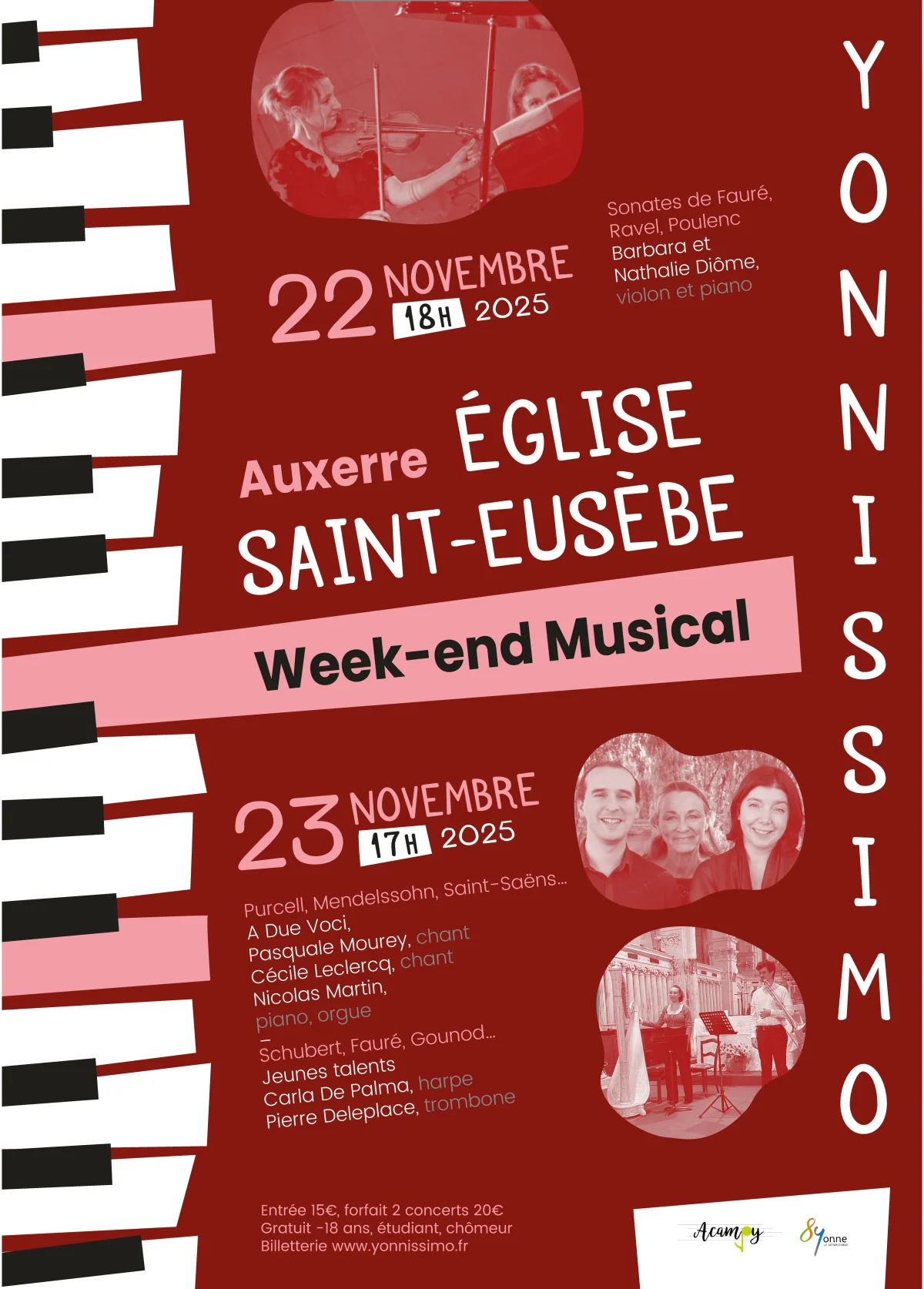 Concert piano et violon des soeurs Diome – Auxerre (Eglise St Eusèbe) (affiche de l’événement)