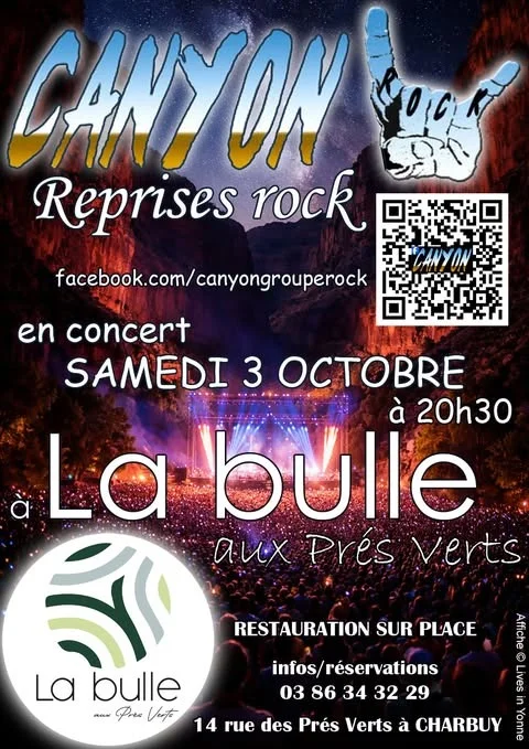Concert rock avec Canyon – Charbuy (La Bulle aux Prés Verts) (affiche de l’événement)