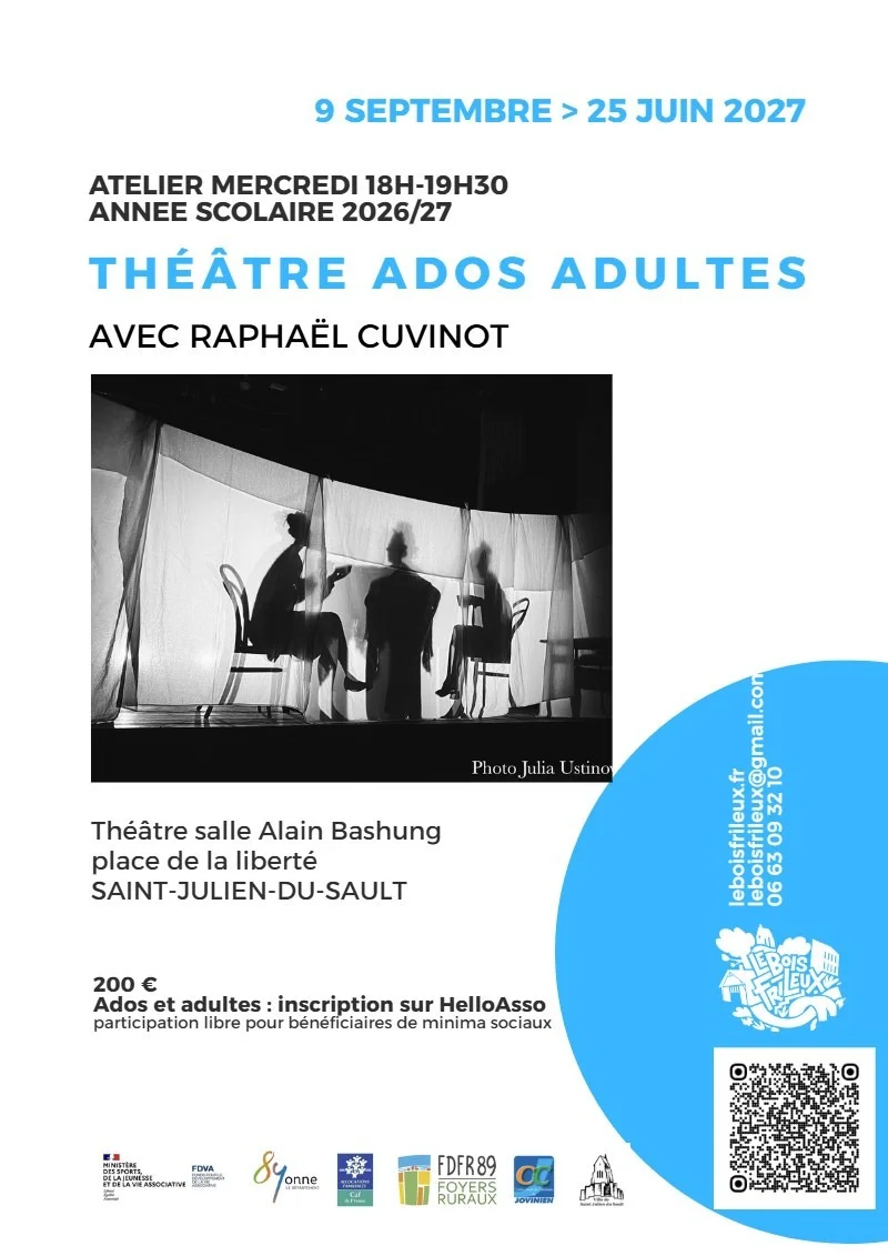 Cours de théâtre adultes – Saint-Julien-du-Sault (Salle Alain Bashung) (affiche de l’événement)
