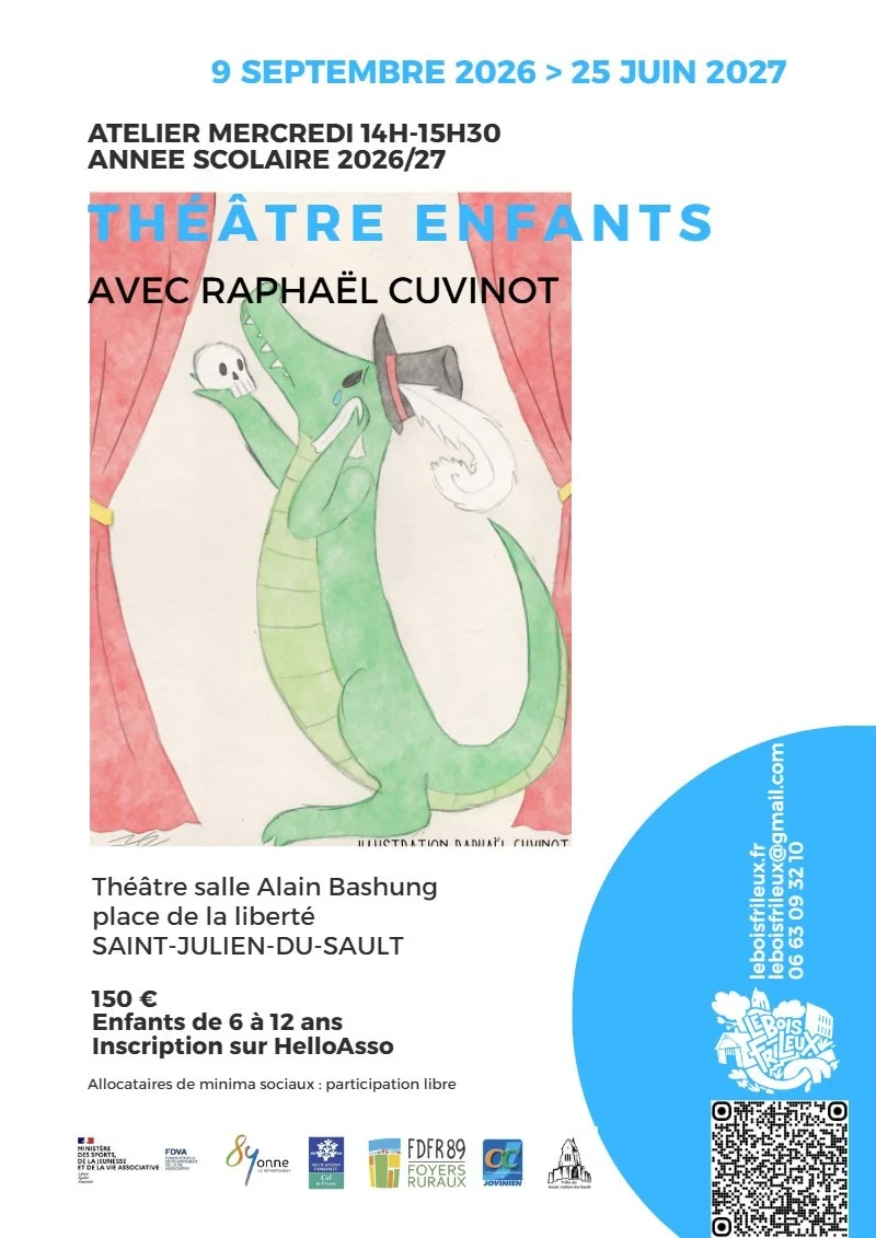 Cours de théâtre enfants – Saint-Julien-du-Sault (Salle Alain Bashung) (affiche de l’événement)