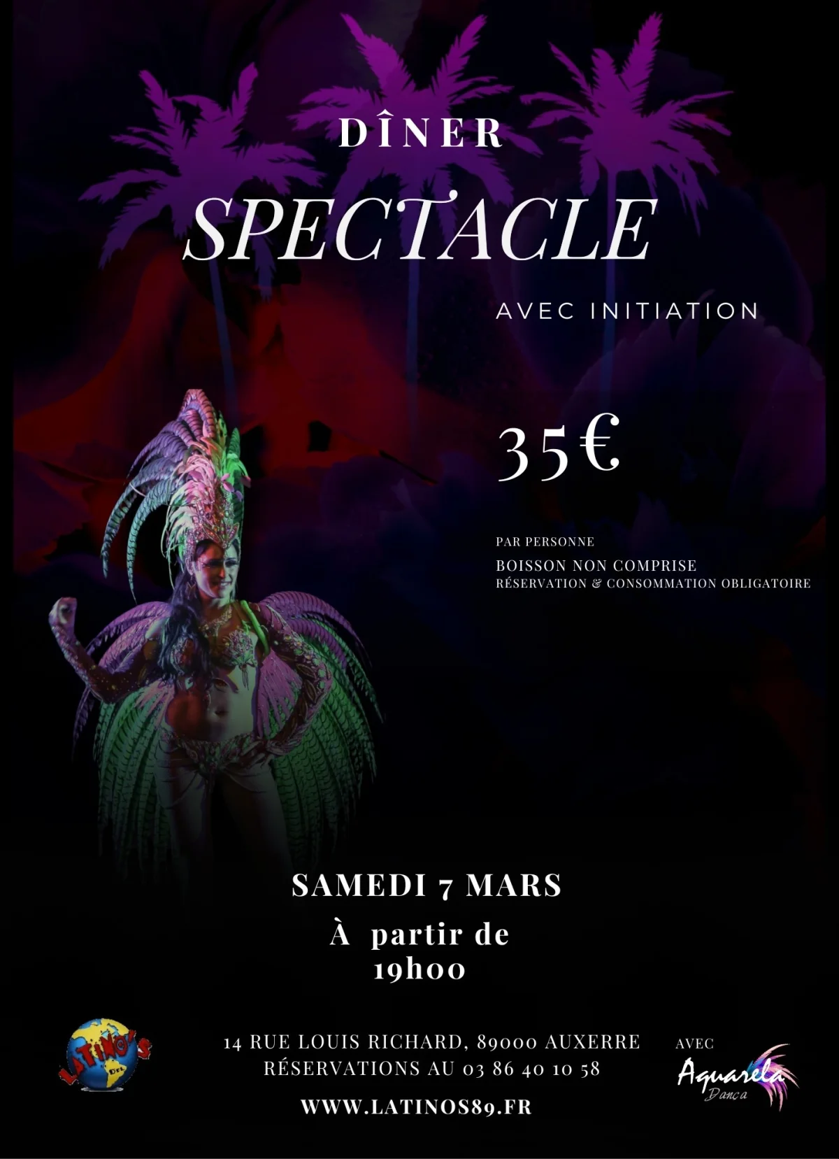 Dîner Spectacle avec Aquarela Samba. – Auxerre (Latino's del Mundo Restaurant) (affiche de l’événement)