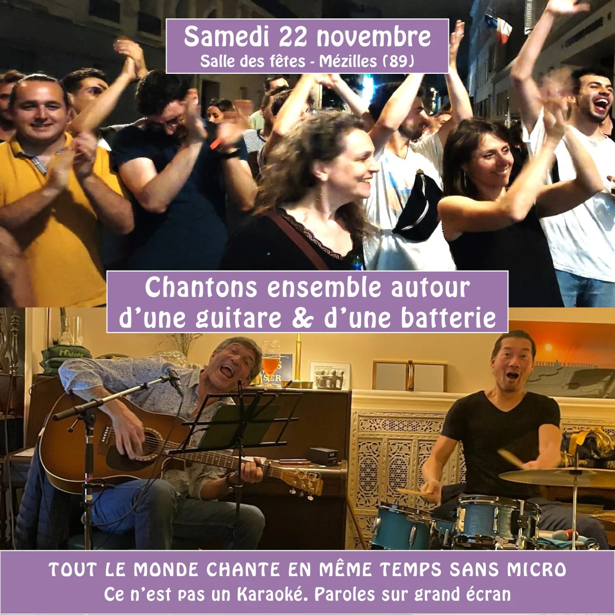 Dîner Téléthon en chantant – Mézilles (Salle des fêtes) (affiche de l’événement)