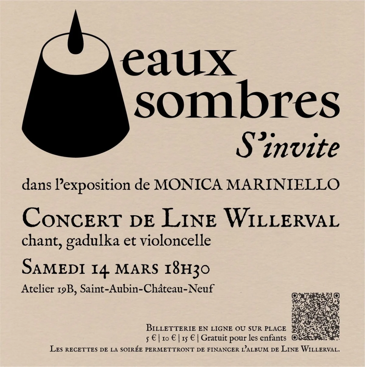 Eaux Sombres s'invite à l'expo de Monica Mariniello / Concert Line Willerval – Saint-Aubin-Château-Neuf / Le Val d'Ocre (Atelier 19b) (affiche de l’événement)