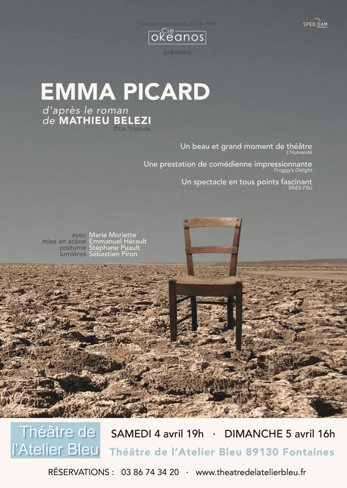 Emma Picard – Fontaines (Théâtre de l'Atelier Bleu) (affiche de l’événement)