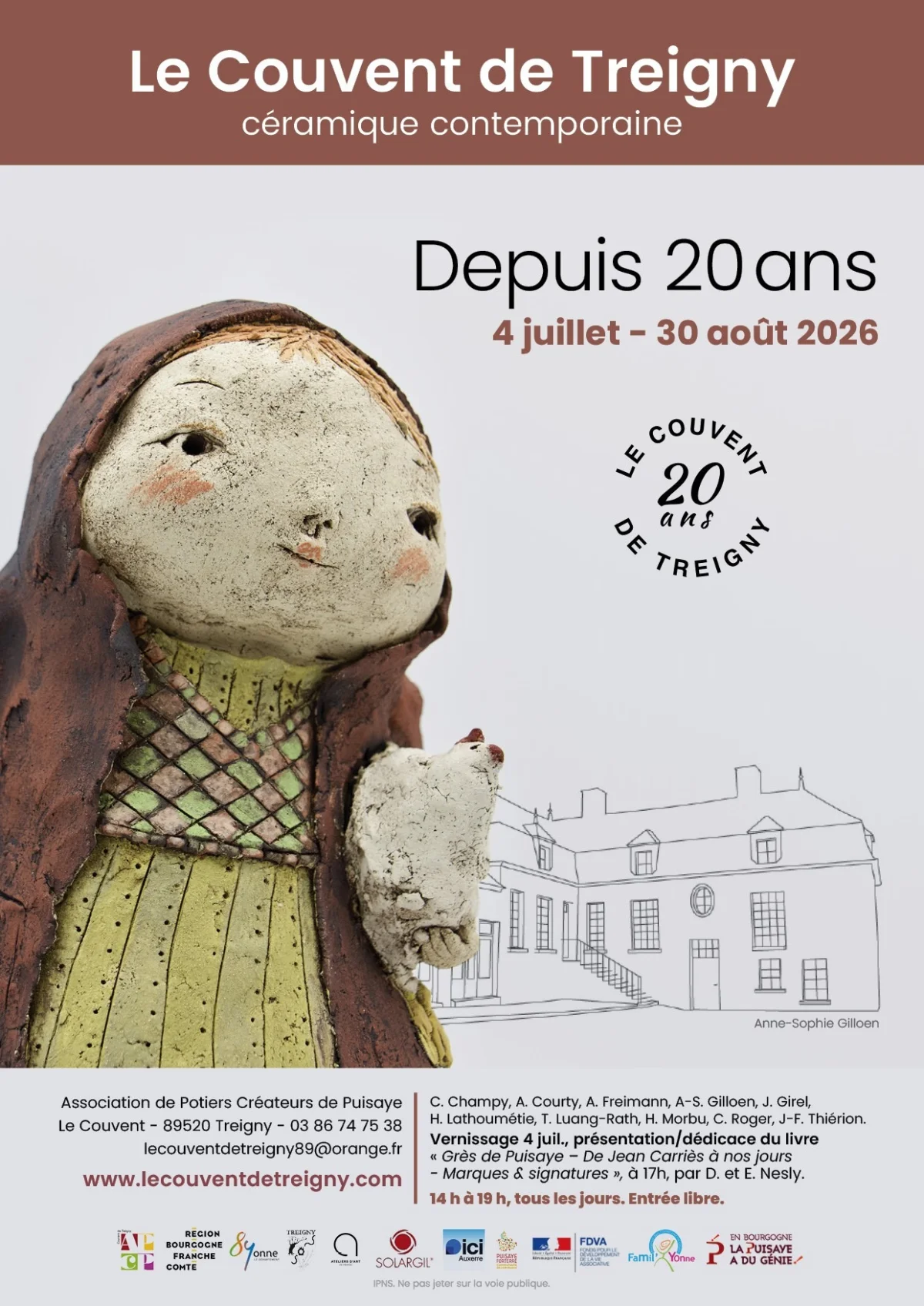Expo céramique contemporaine "Depuis 20 ans" – Treigny (Le Couvent) (affiche de l’événement)