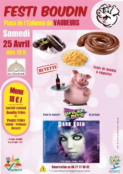 Festi Boudin avec concert de Dark Eden – Vaudeurs (Place de l'éolienne) (affiche de l’événement)