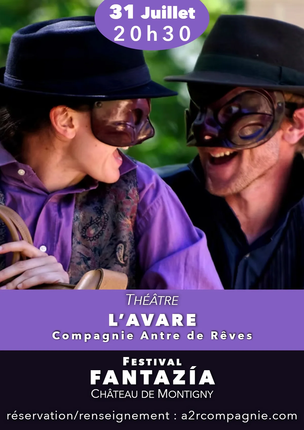 Théâtre : "L'Avare" de Molière dans le cadre du 7ème Festival Fantazía – Perreux / Charny Orée de Puisaye (Château de Montigny) (affiche de l’événement)
