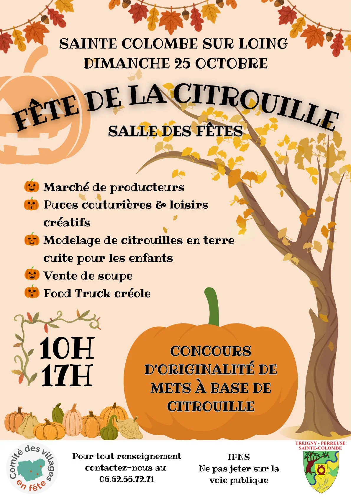Fête de la citrouille – Sainte-Colombe-sur-Loing (Salle des fêtes) (affiche de l’événement)