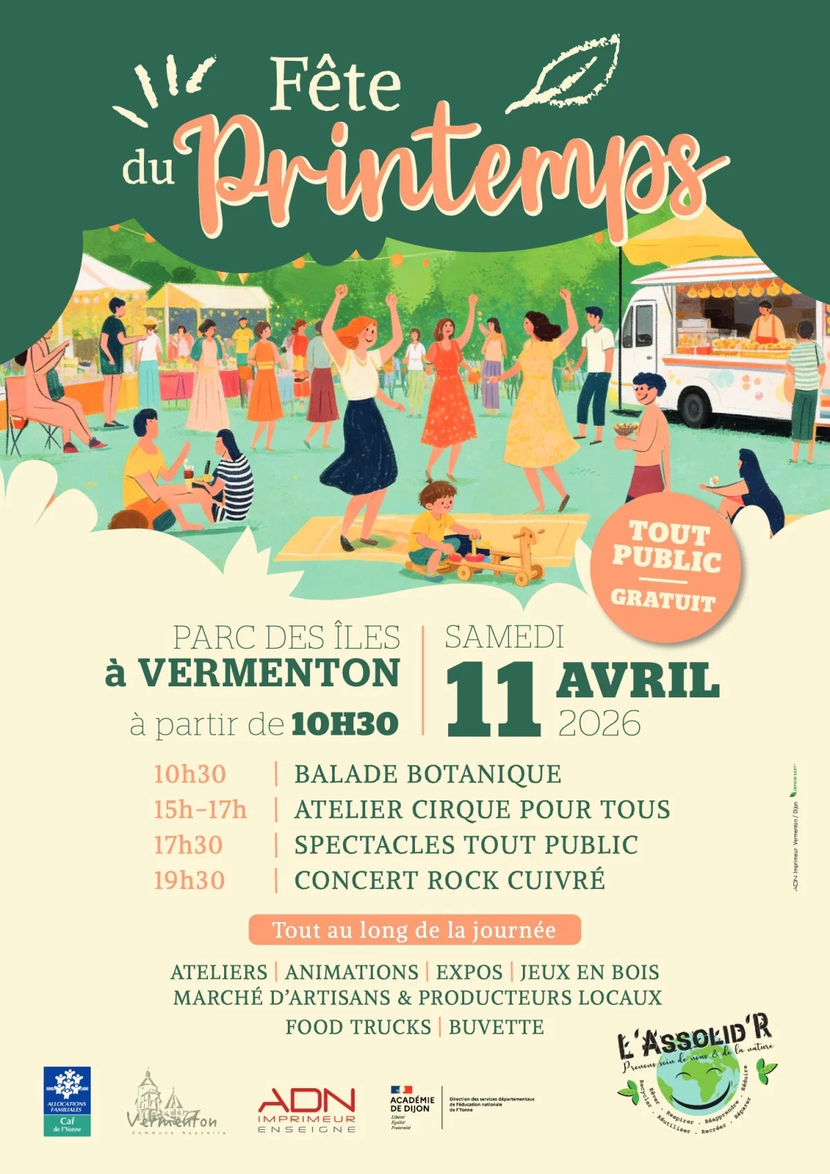 Fête du printemps de l'Assolid'R – Vermenton (parc des îles, Vermenton) (affiche de l’événement)