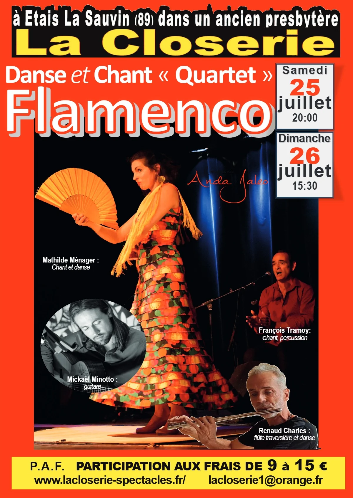 Flamenco Danse et Chant en quatuor (Quartet Flamenco) – Etais-la-Sauvin (Théâtre de la Closerie) (affiche de l’événement)