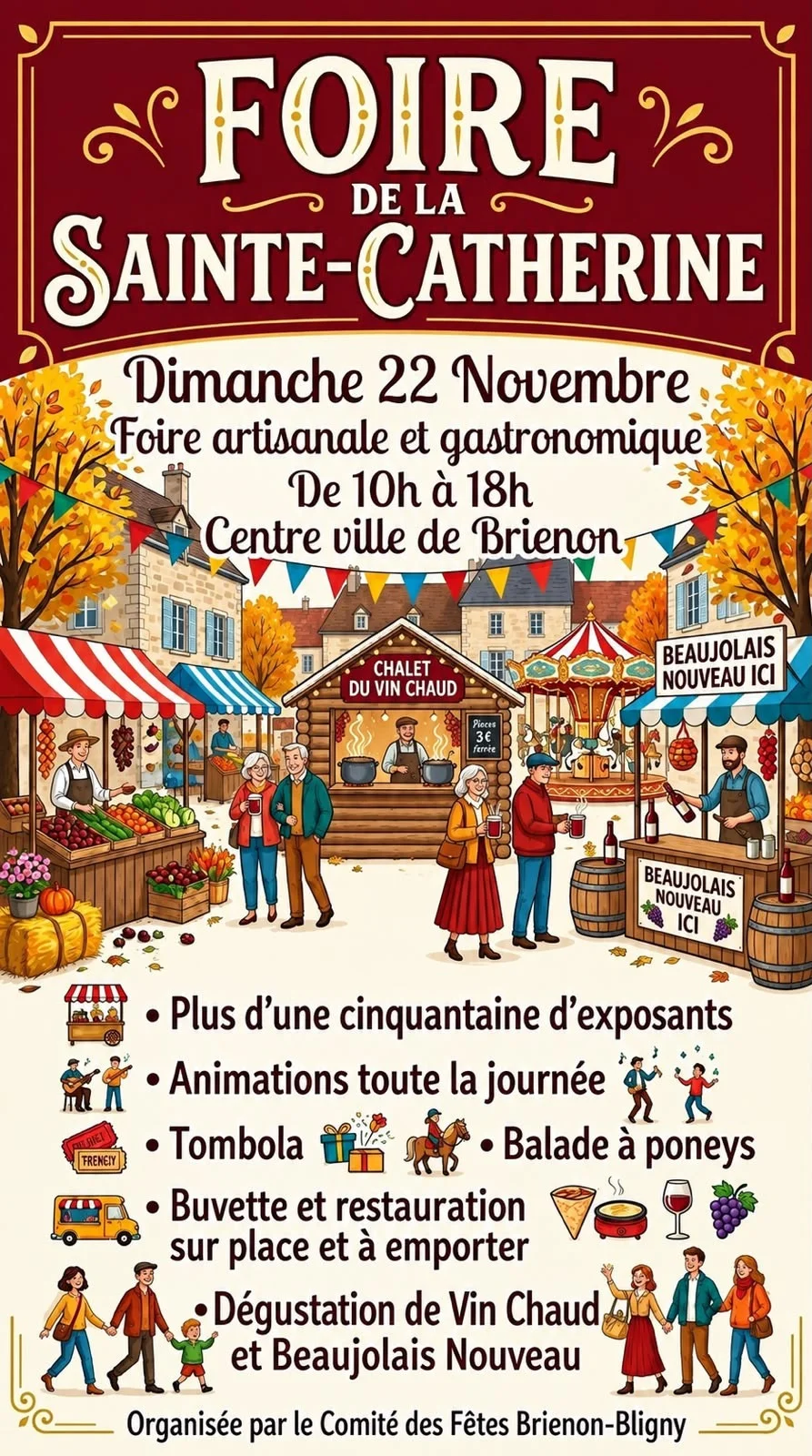 Foire artisanale et gastronomique de la Sainte-Catherine – Brienon sur Armançon (Centre ville) (affiche de l’événement)