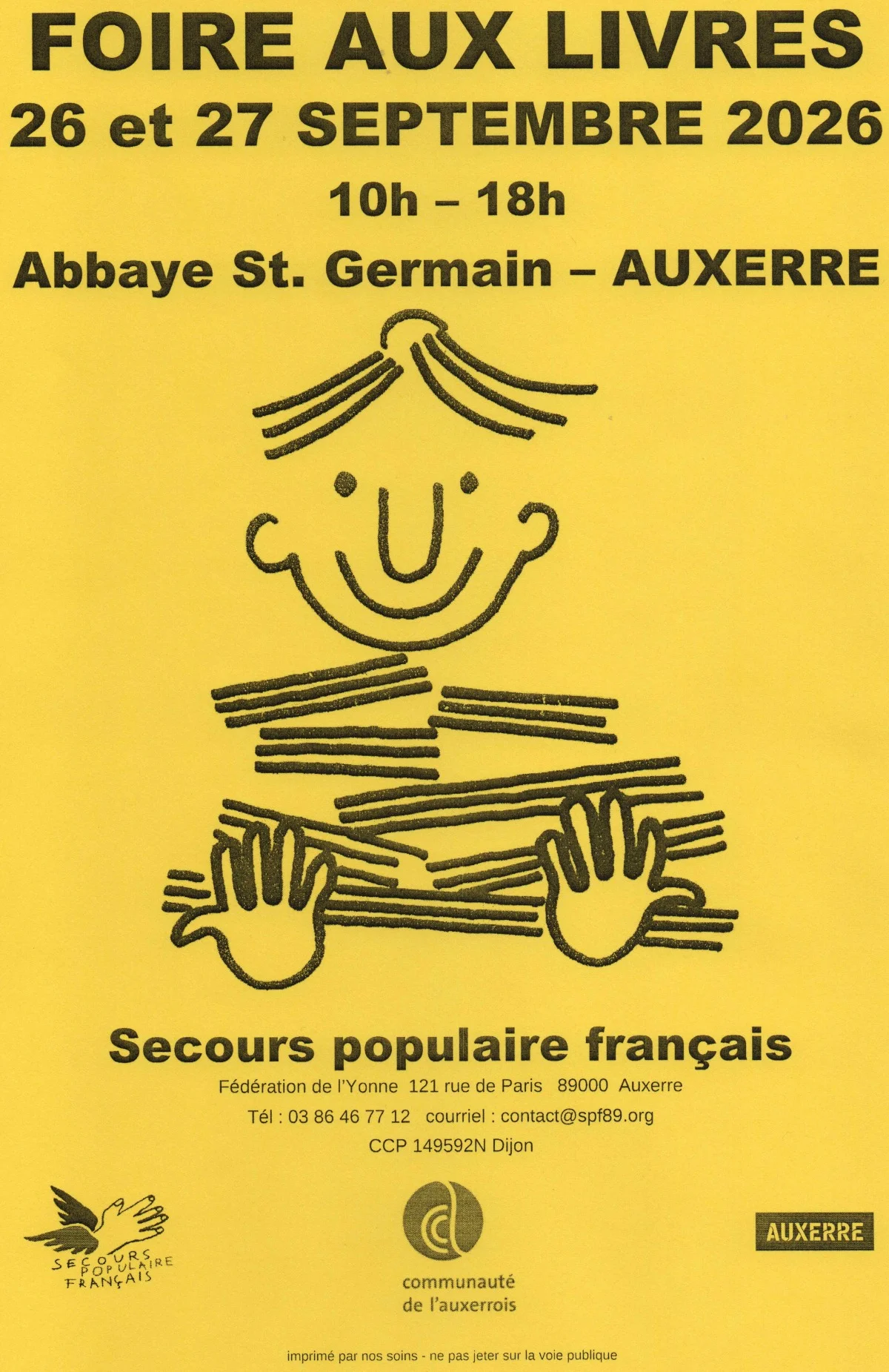 Foire aux livres du Secours Populaire d'Auxerre – Auxerre (Abbaye Saint Germain) (affiche de l’événement)