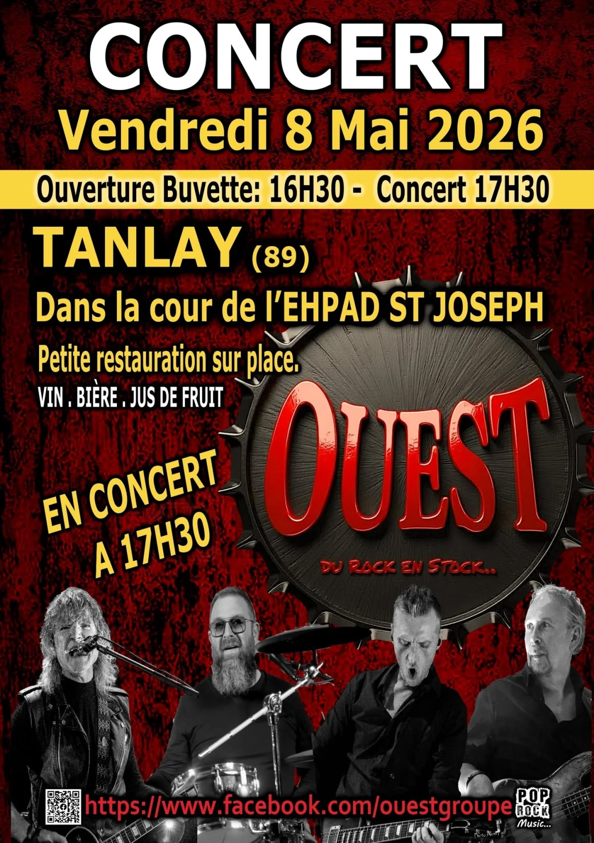 Ouest en concert pop rock – Tanlay (cours de l'ehpad de Tanlay) (affiche de l’événement)