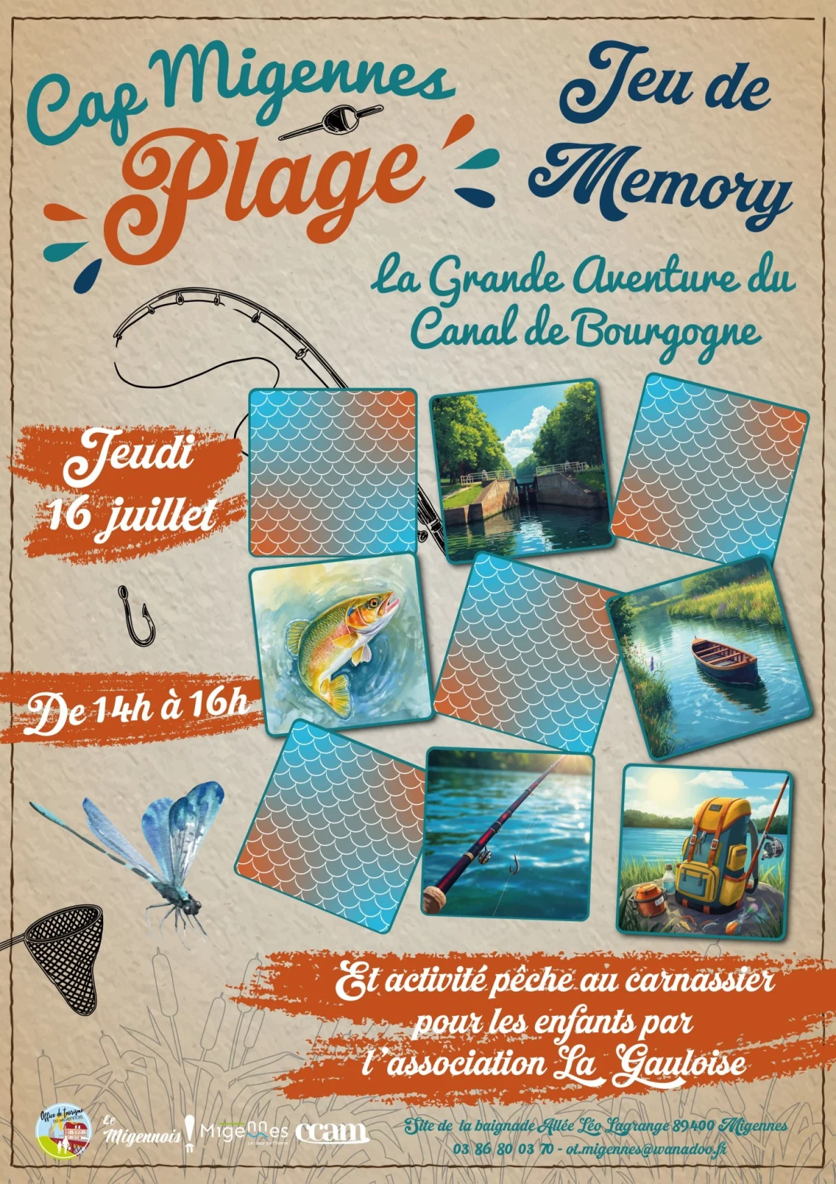 Jeu de Memory - La Grande aventure du canal de Bourgogne - Cap Migennes Plage – Migennes (Parc de la baignade) (affiche de l’événement)
