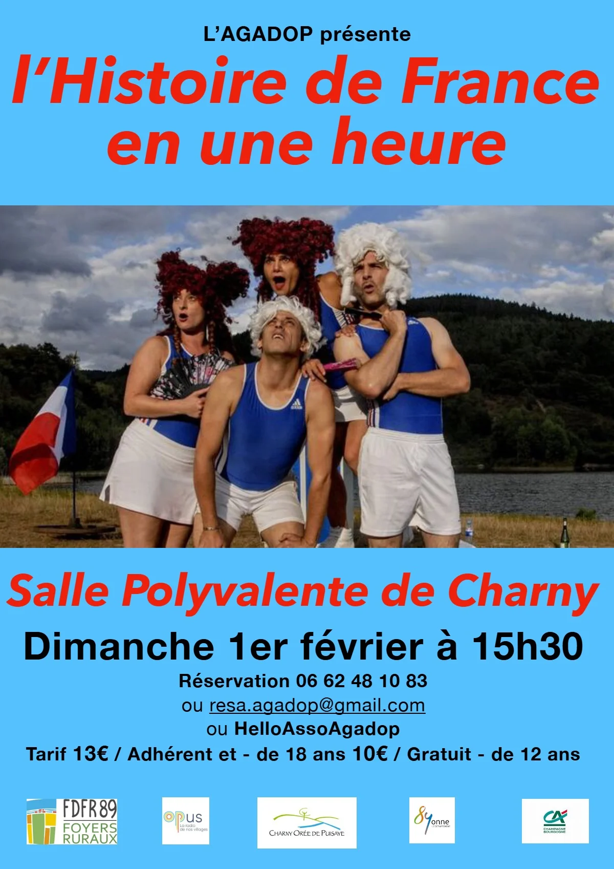 A prévoir // Spectacle "L’Histoire de France en une heure"  par la Cie La Gargouille – Charny (Salle polyvalente) (affiche de l’événement)