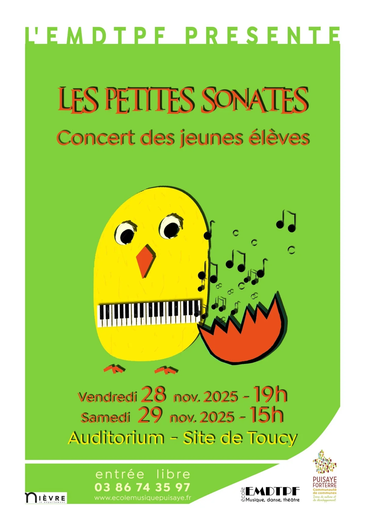 Les Petites Sonates – Toucy (Ecole de Musique, Danse et Théâtre de Puisaye-Forterre) (affiche de l’événement)