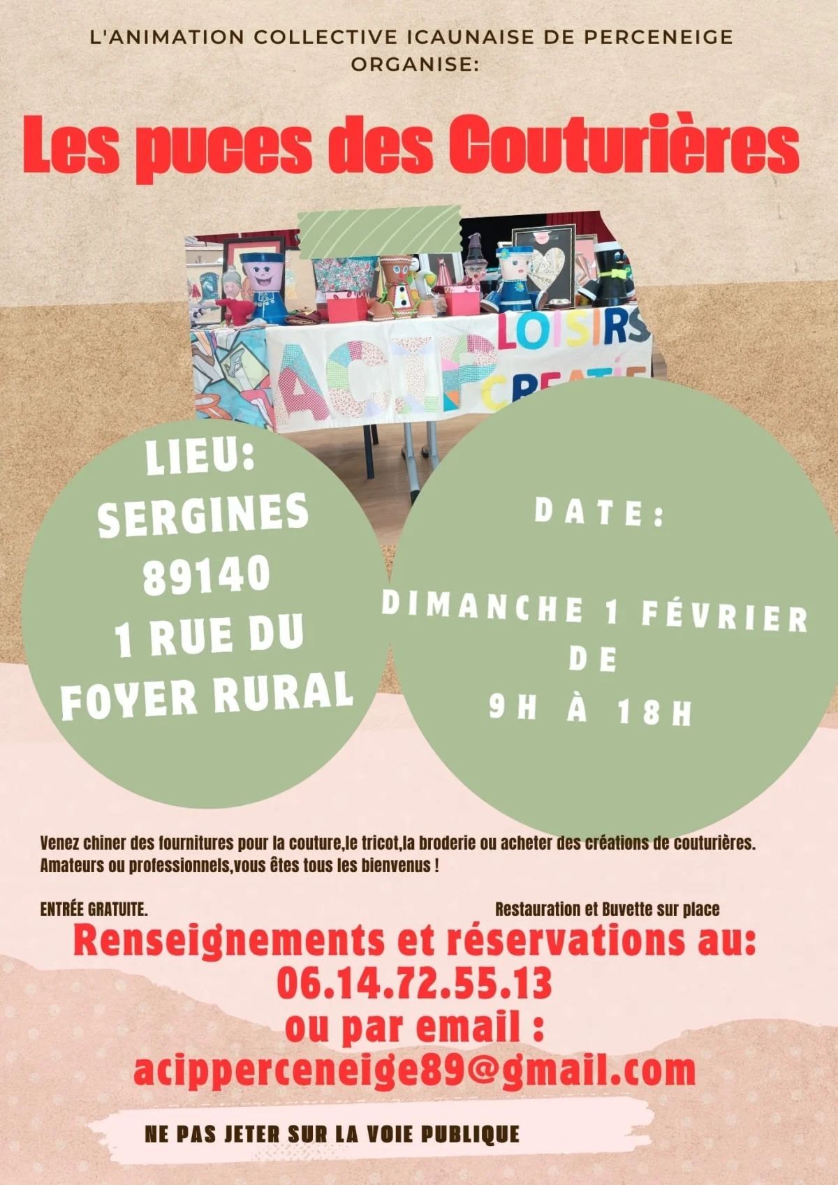 Les puces des couturières – Sergines (Foyer rural) (affiche de l’événement)