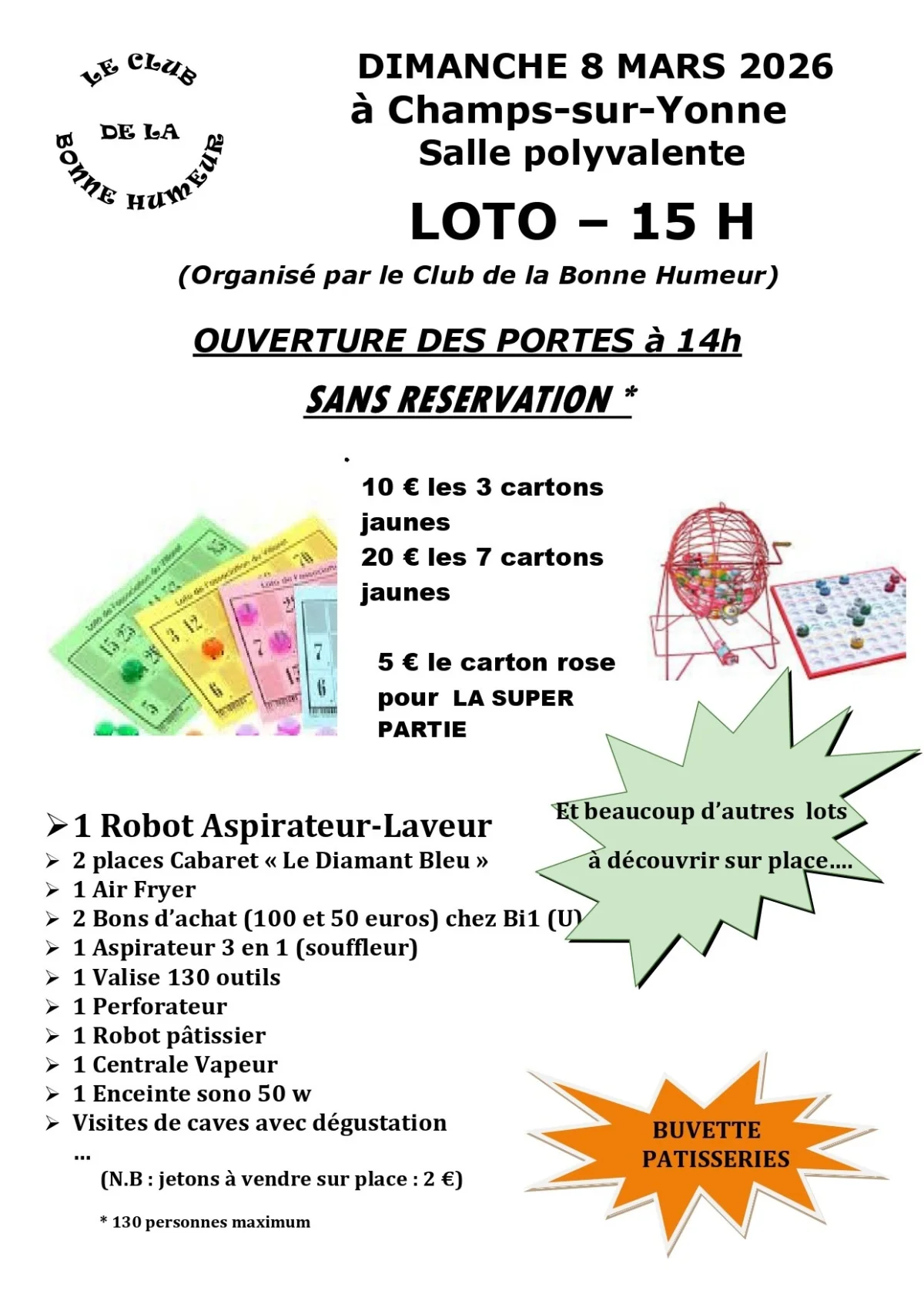 Loto Club de la Bonne Humeur – Champs sur Yonne (Salle polyvalente) (affiche de l’événement)