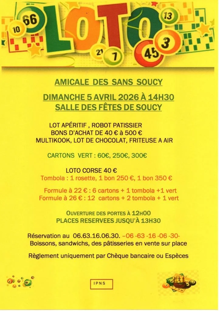 Loto de l'Amicale des Sans Soucy – Soucy (Soucy (Salle des fêtes)) (affiche de l’événement)