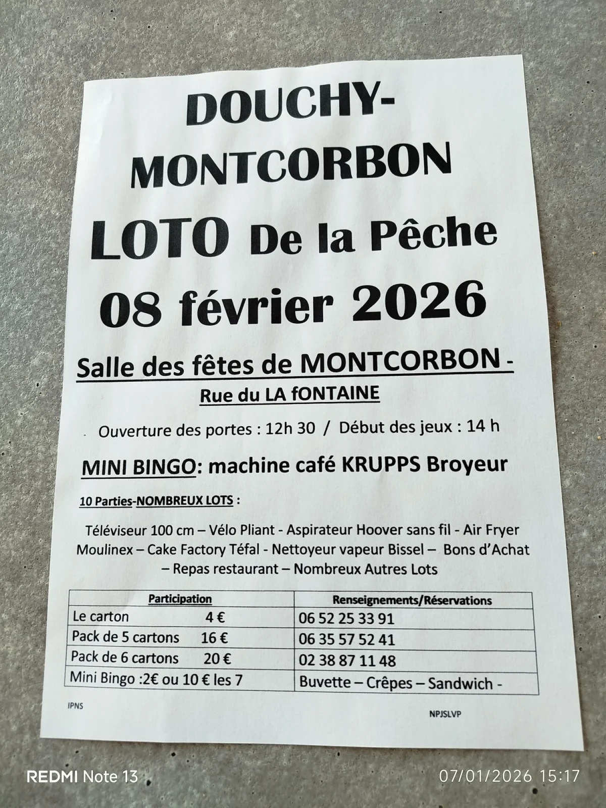 Loto de la pêche – Douchy-Montcorbon / Loiret (Salle des fêtes) (affiche de l’événement)