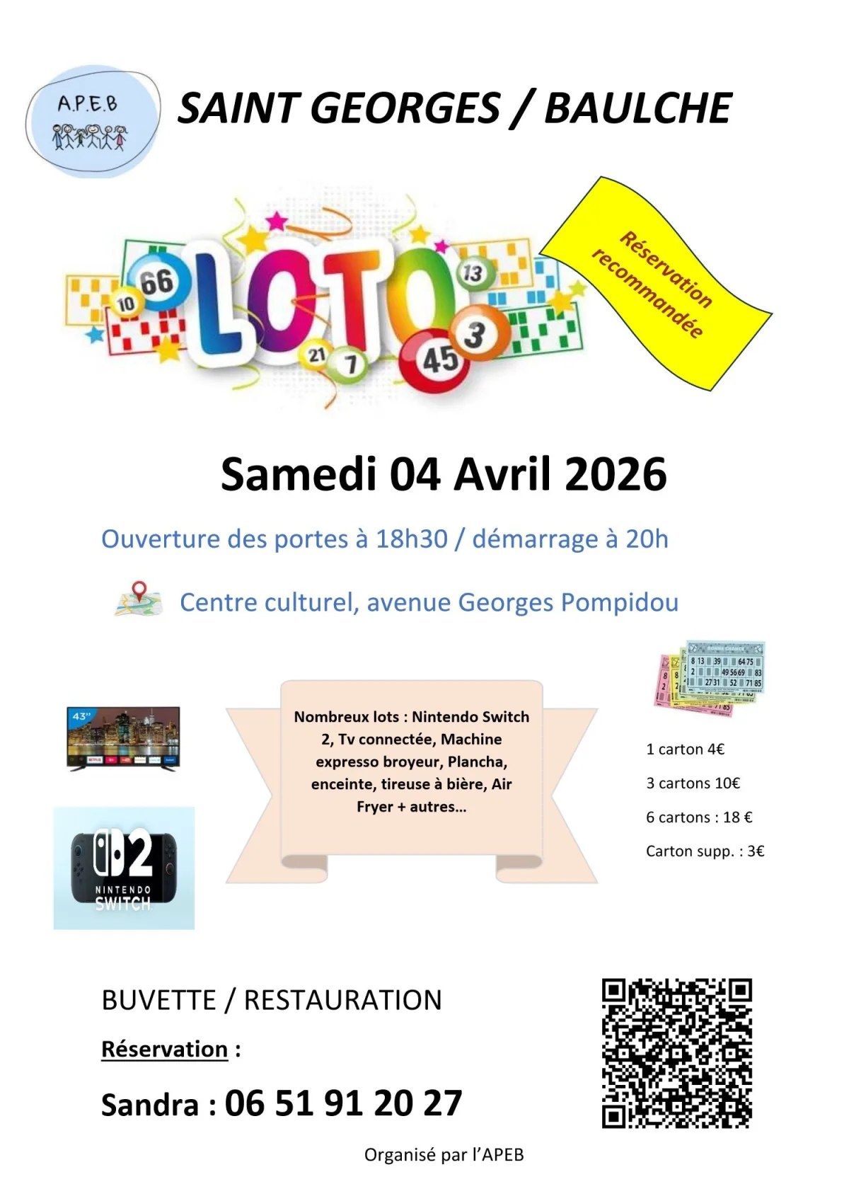 Loto des écoles – Saint Georges sur Baulche (Centre Culturel) (affiche de l’événement)