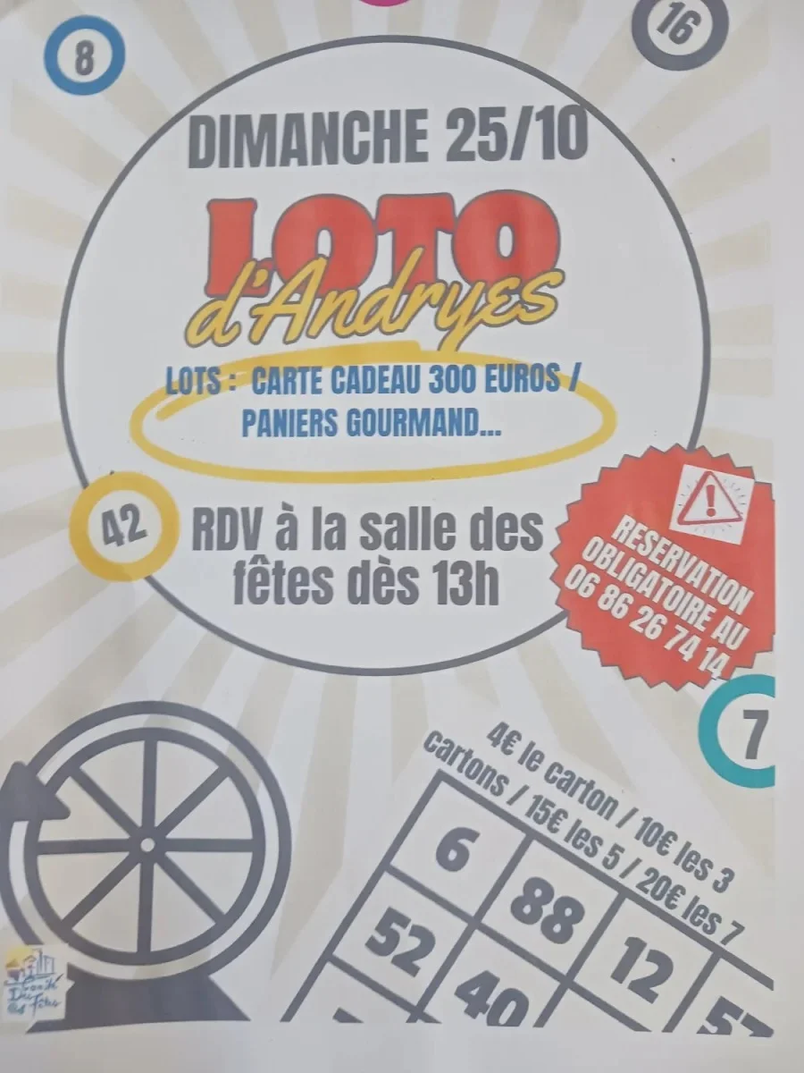 Loto – Andryes (Salle des fêtes) (affiche de l’événement)
