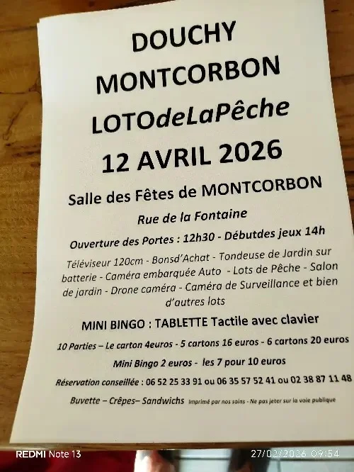 Loto – Douchy-Montcorbon / Loiret (Salle des fêtes) (affiche de l’événement)