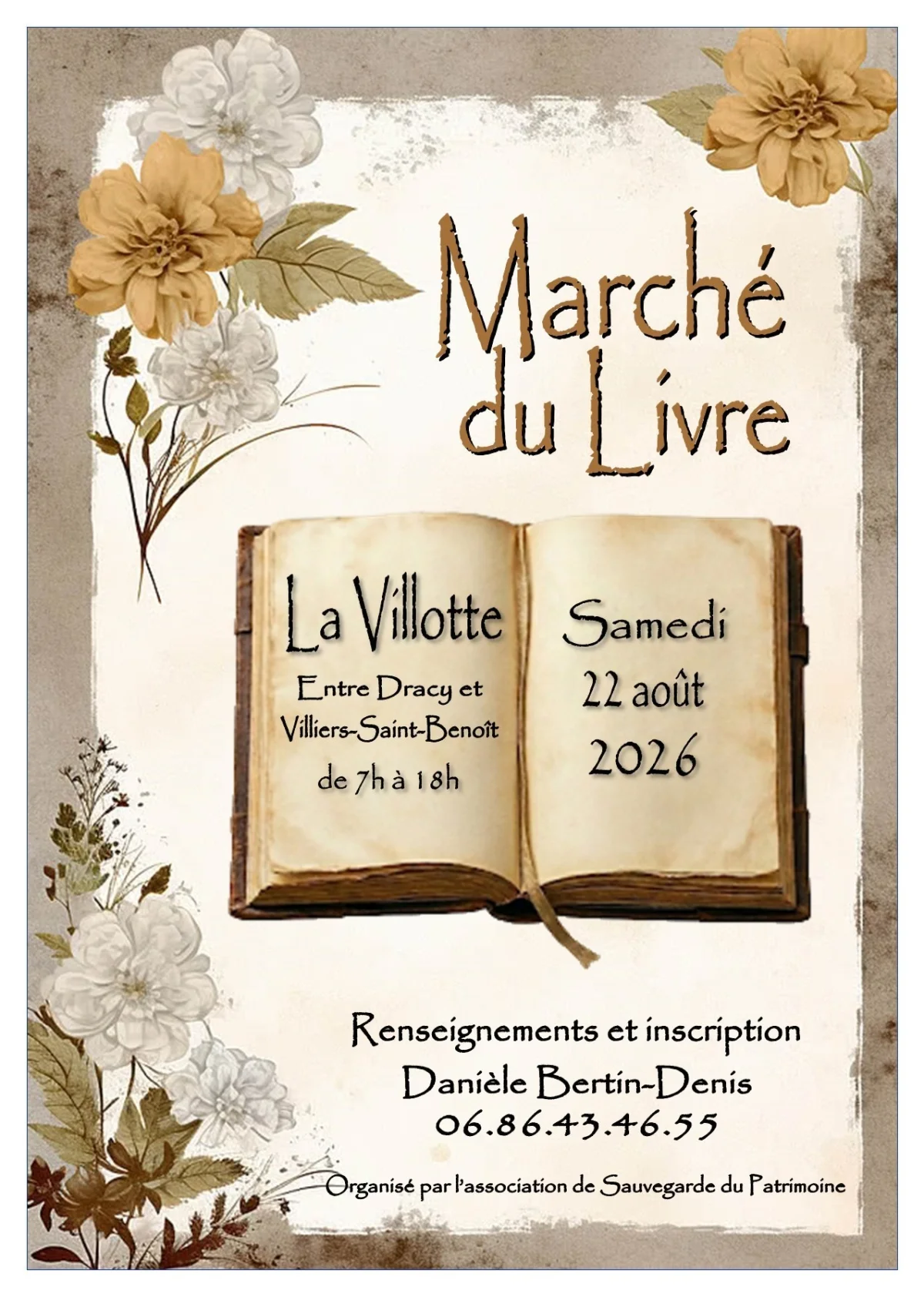 Marché du livre de La Villotte – La Villotte / Villiers-Saint-Benoît (place de l'église) (affiche de l’événement)