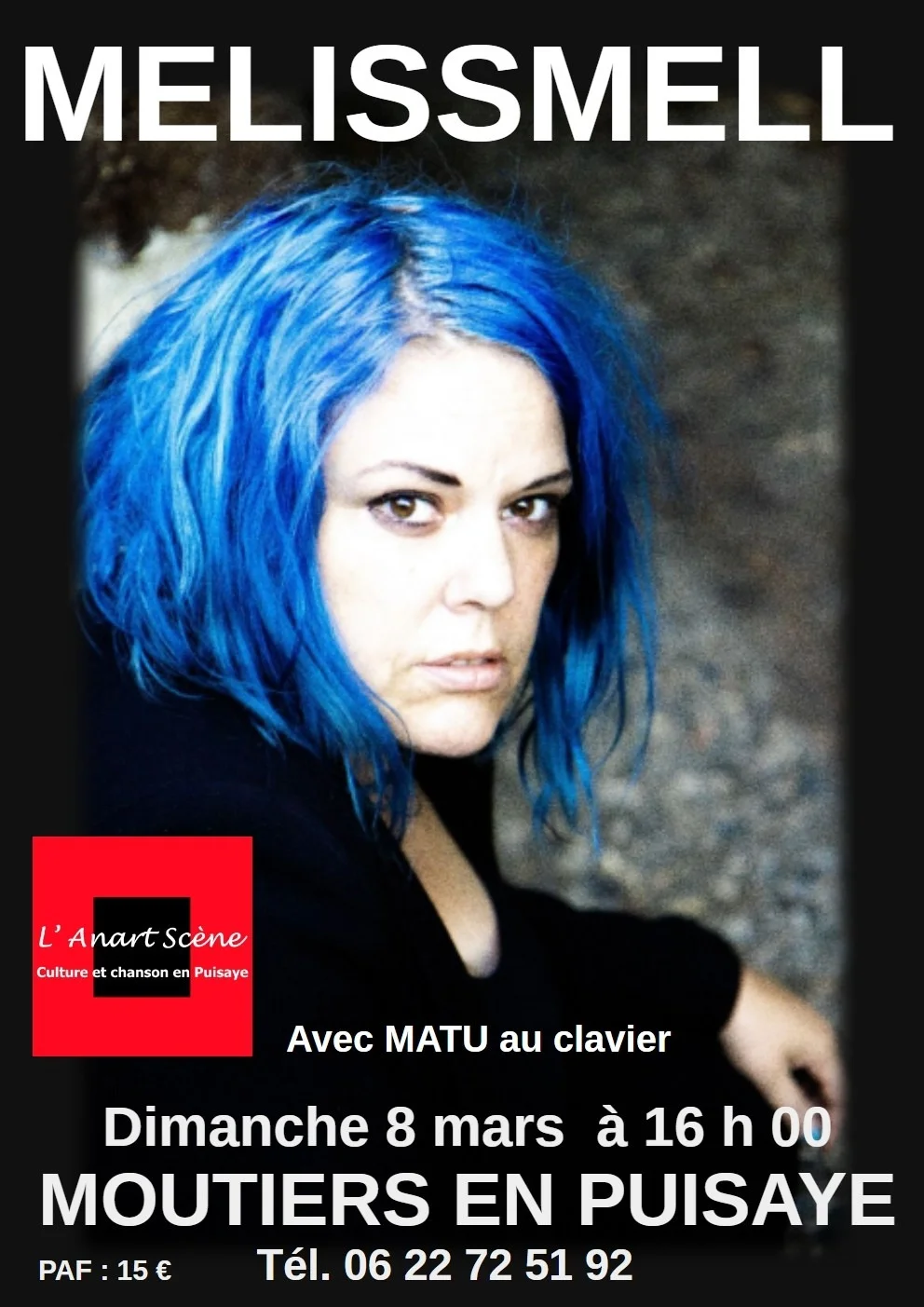 Melissmell en concert (de retour après 3ans avec un 5ème album “Olympe” sorti le 17 octobre) – Moutiers en Puisaye (Le Foyer) (affiche de l’événement)