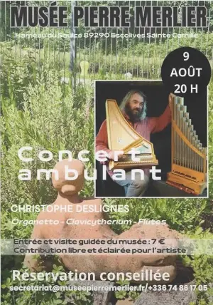 Concert ambulant au musée Pierre Merlier animé par Christophe Deslignes (Organetto - Clavicytherium - Flûtes)