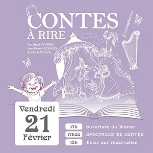 Contes à rire (spectacle dès 4 ans) avec un conteur, un saxophoniste et un harpiste.