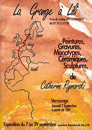 Expo de rentre avec peintures, gravures, monotypes, cramiques et sculptures de Catherine Rymarski