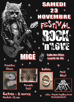 Festival Rock'n'Love avec Primitive Chaos, Trouble Fait', Kafeïn et Acid Blast