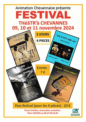 Festival Théâtr'à à Chevannes (4 pièces en 3 jours) avec 