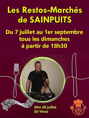 Les Restos-Marchés de Sainpuits : Marché de producteurs et d'artisans locaux + ambiance et animation musicale assurées par DJ Vinzz + Restauration sur place