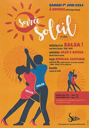Soire Soleil : initiation  la Salsa + Animation Jazz & Bossa + Apro et repas Rougail saucisse
