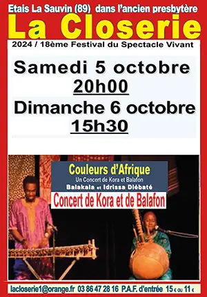 Couleurs d’Afrique :  Concert de Kora et Balafon avec Idrissa Diébaté et Balakala + Expo-vente d’artisanat burkinabé